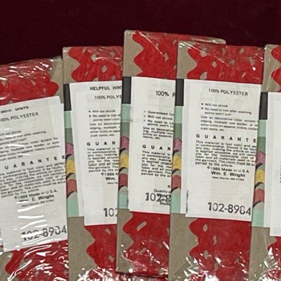 VTG Red Rick-Rack Trim Original Packaging 5 Packages Sewing Crafts 2.5 Yds Each - Picture 10 of 10